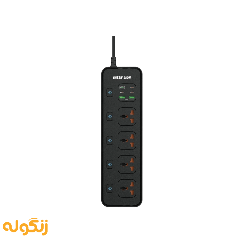 چندراهی و محافظ برق و شارژر گرین لاین مدل Power Socket Multi Port توان 3000 وات