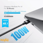 قدرت شارژ 100 واتی کابل انکر USB-C to USB-C مدل A8756 طول 99 سانتی متر