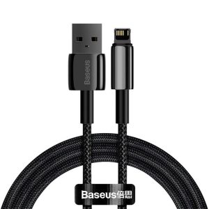 کابل USB-A به لایتنینگ بیسوس مدل tungsten gold fast charging data cable